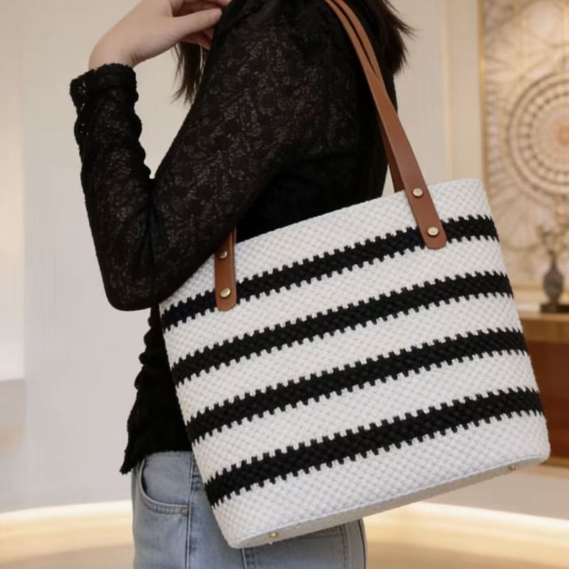 Black & White Stripes Tote Bag kits